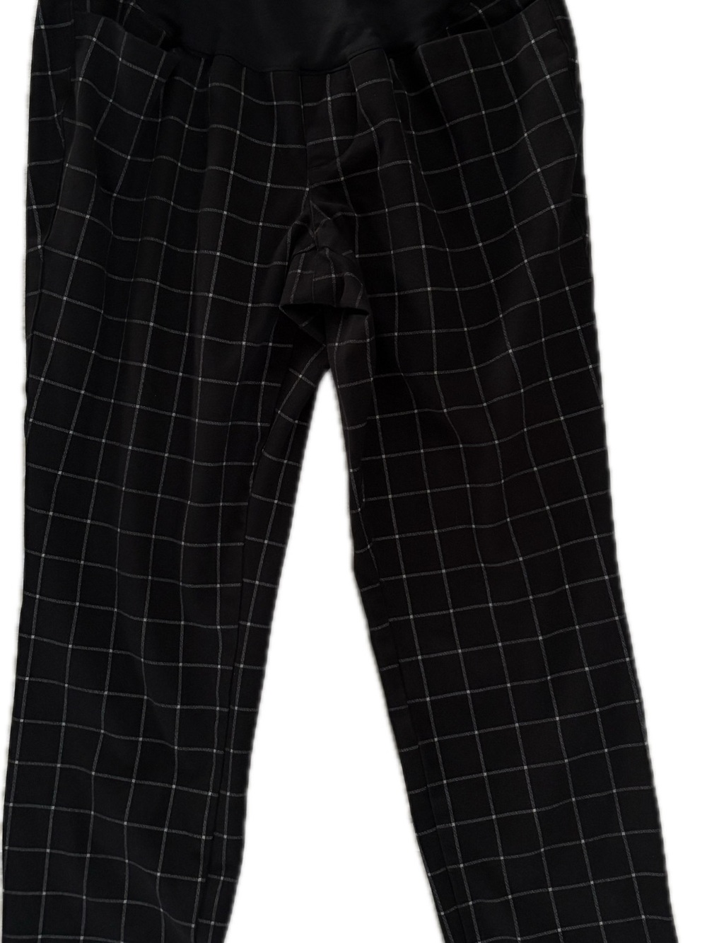 Old Navy Maternity Pixie Full Panel Pants Size 8 Black Windowpane Plaid